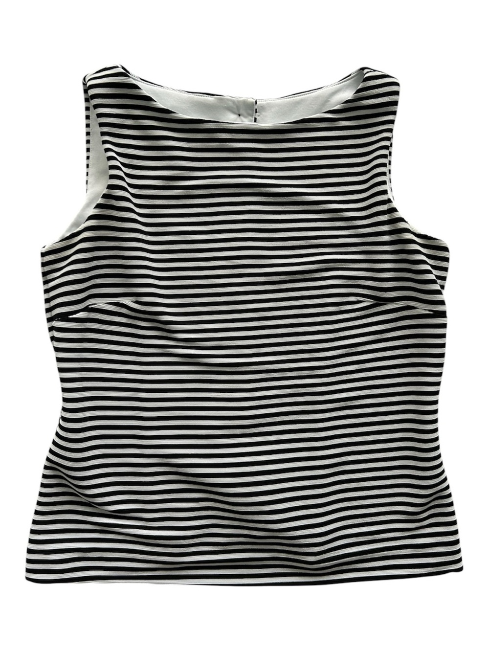 Vintage David Warren Petites New York Striped Sleeveless Boatneck Top (19” PTP)